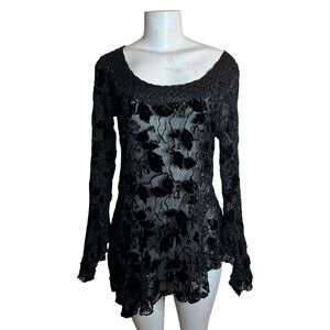 Cache Top Lace Blouse Bell Sleeve Asymmetrical Fairycore Whimsygoth Castlecore M